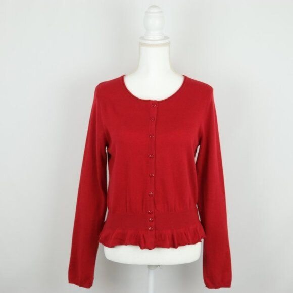 Sparrow by Anthropologie Women's Large Red Cashmere Blend Button Up Cardigan - Picture 1 of 6